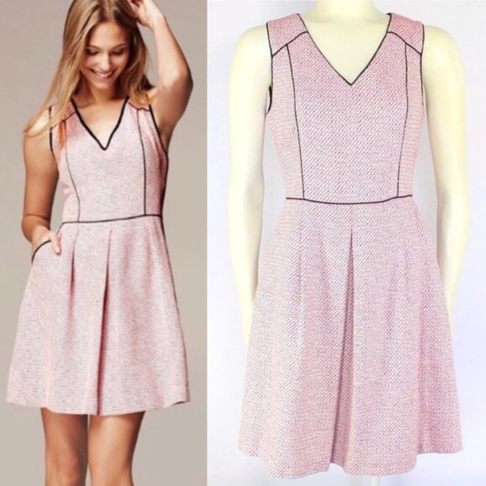 Banana Republic Pink Piped Tweed Fit & Flare 00P